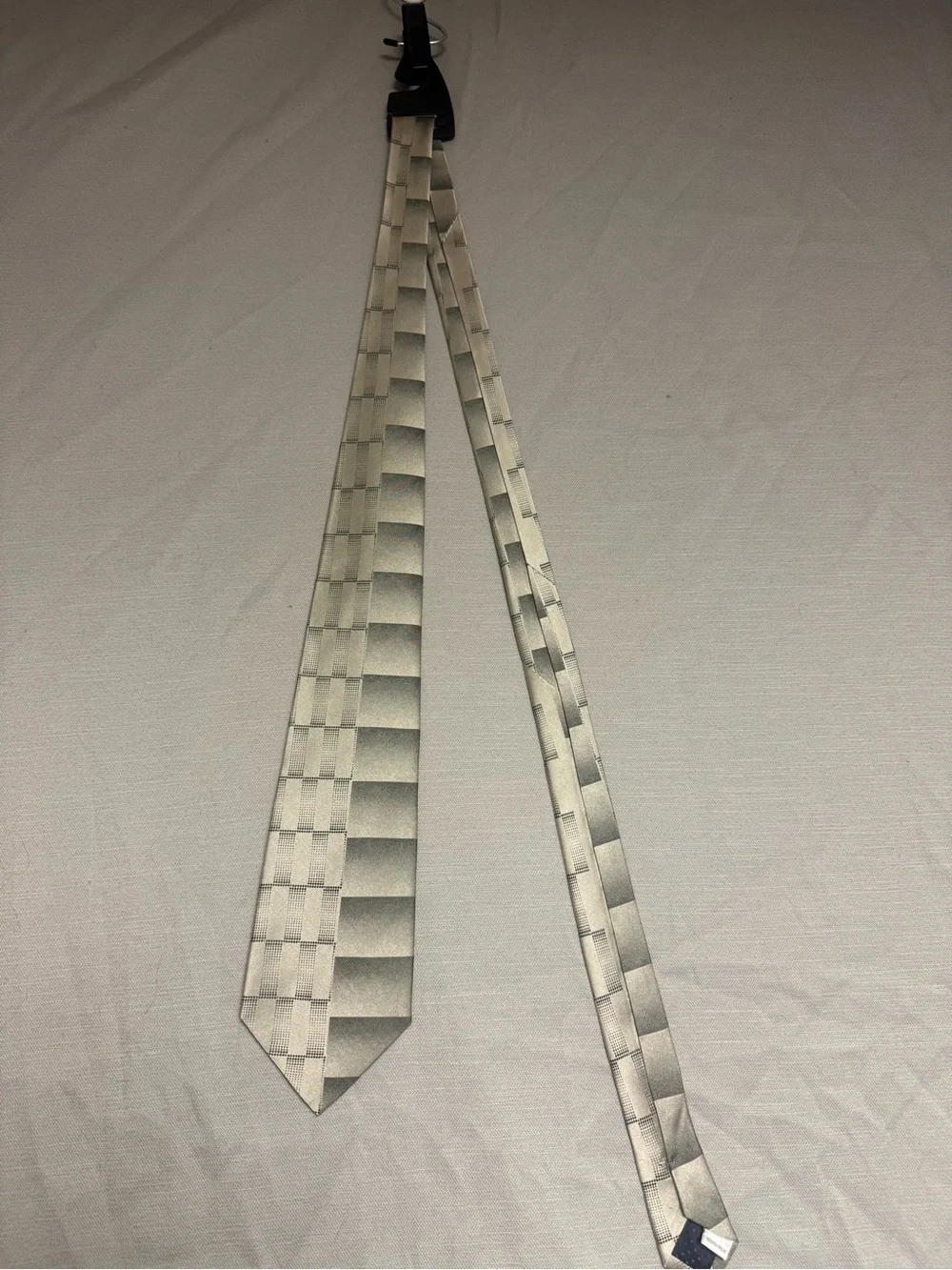 Pierre Cardin Silver Checkerboard Stripe Tie